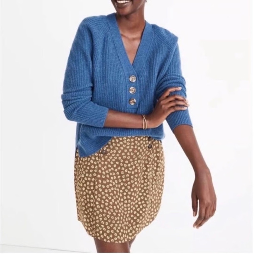 Madewell MA741 Merino Wool Rib Henley Sweater Lyle Blue Small